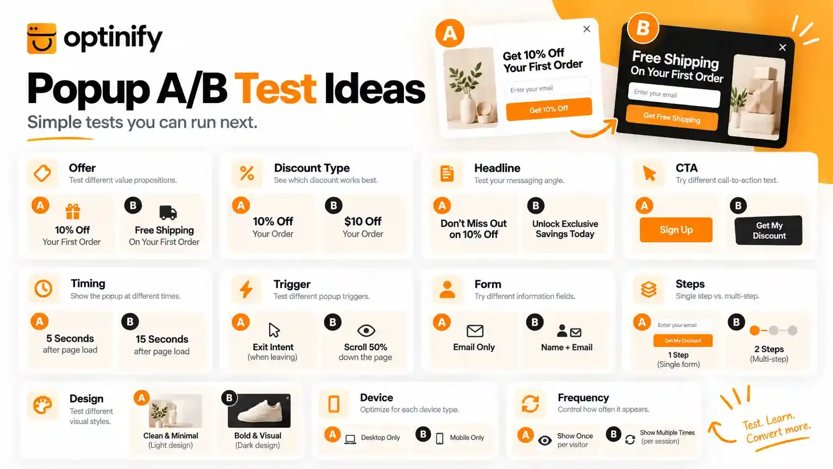 Popup AB testing ideas